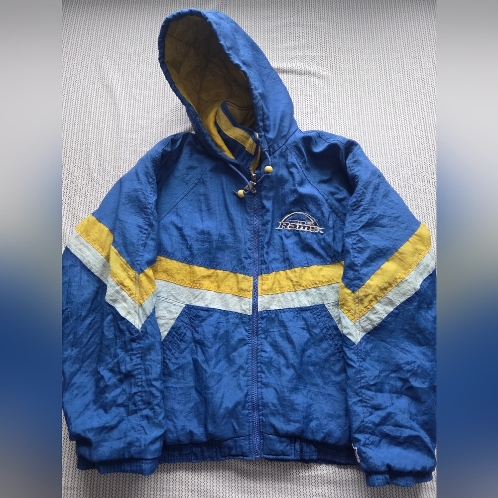St.louis Rams Vintage Starter Full Zip Up  Hooded Jacket Mens Large